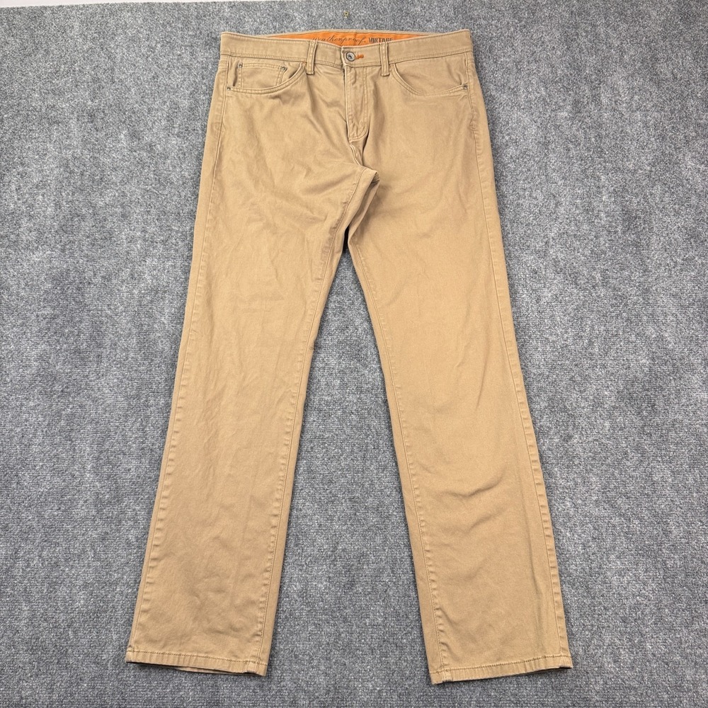 Weatherproof Vintage Mens Pants Straight Fit 36x34 Khaki Tan Stretch Chino